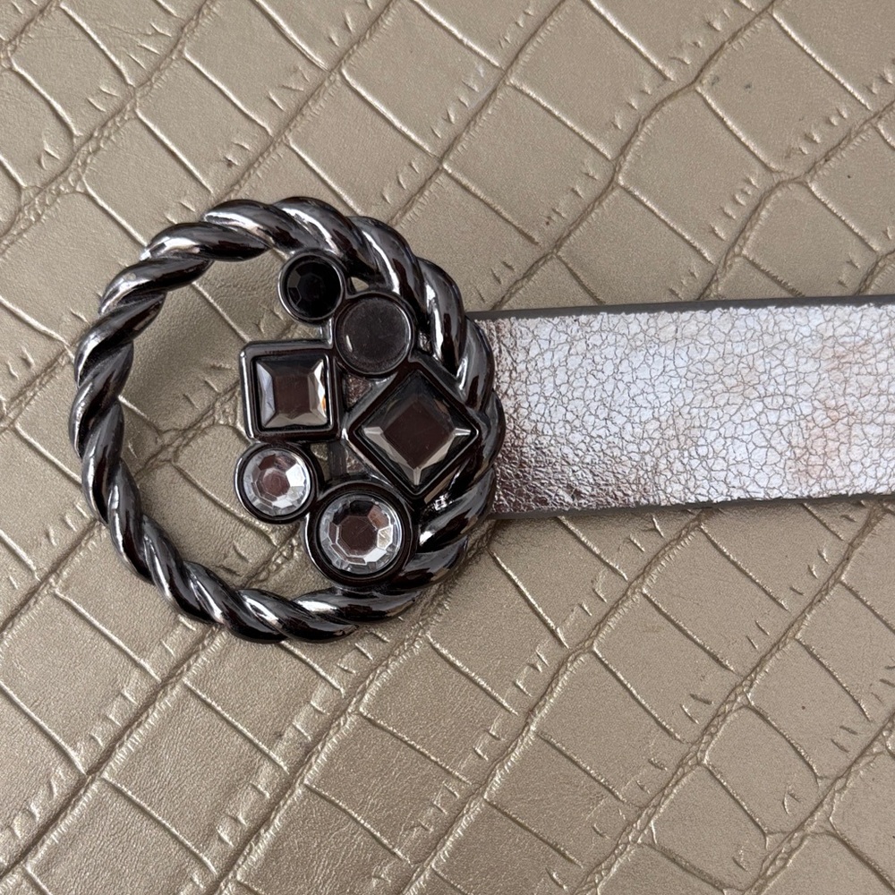 Chico's Silver and Black Embellished Belt